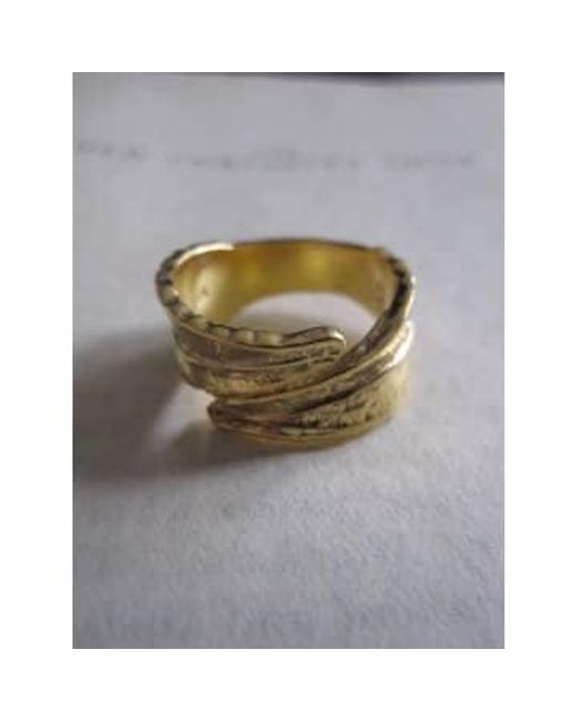 silver jewellery Yellow Gold Plated Leaf Ring 8