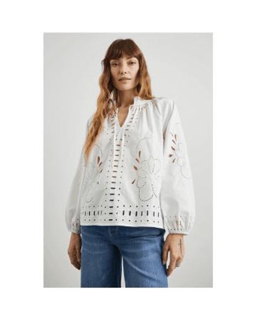 Rails White Lucinda Embroidered Tie Neck Top Size: M, Col: Off M