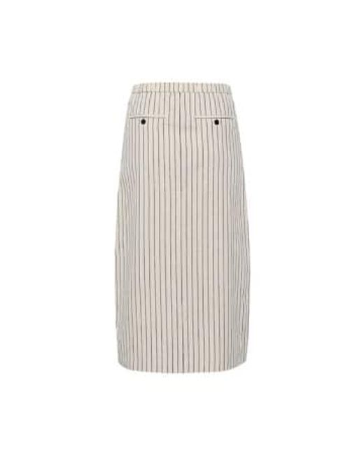 Part Two Natural Elisa Skirt Linen And Cotton Dark Stripe