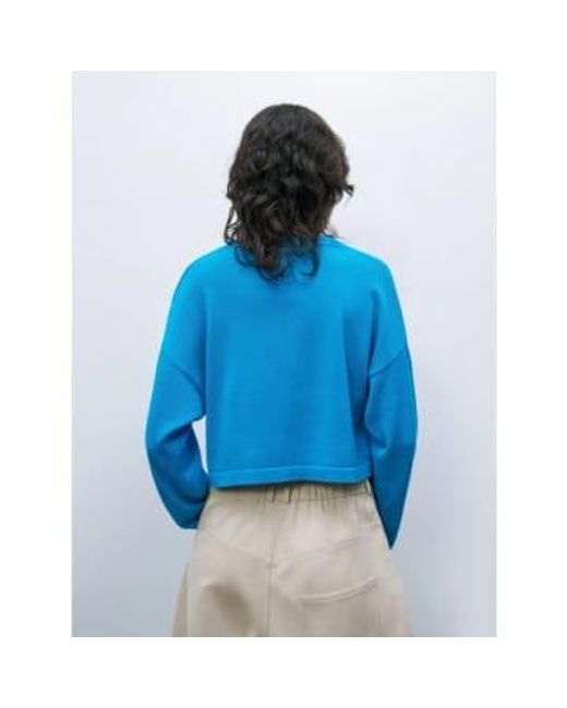 Cordera Blue Cotton Cropped Cardigan Ceruleo One Size