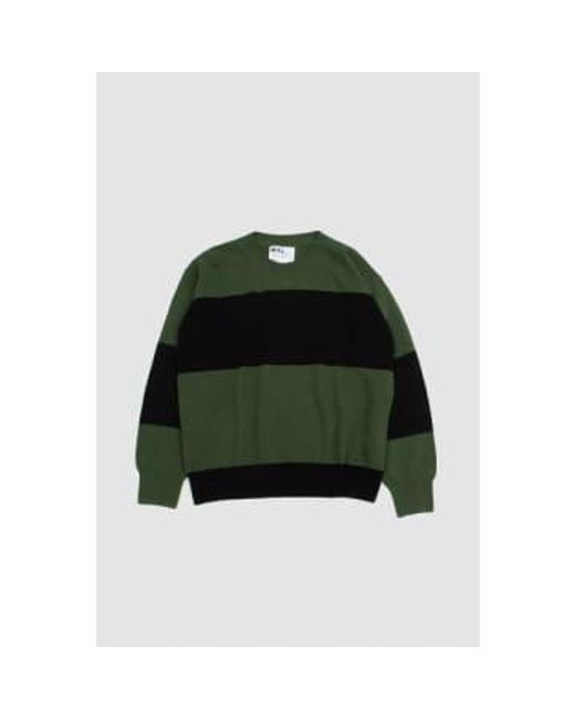 Margaret Howell Green Block Stripe Jumper Dry Cotton /black Xs for men