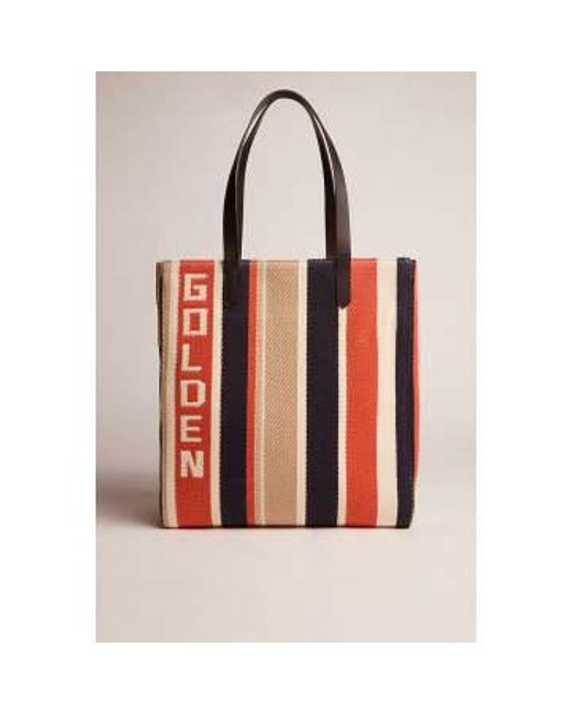 Golden Goose Deluxe Brand Red California Bag N-s Stripe Carpet Fabric Body "golden Goose" Zipped One Size / Navy/brick/beige/white