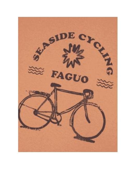 Faguo Brown Arcy Cotton T-shirt 'seaside Cycling' for men