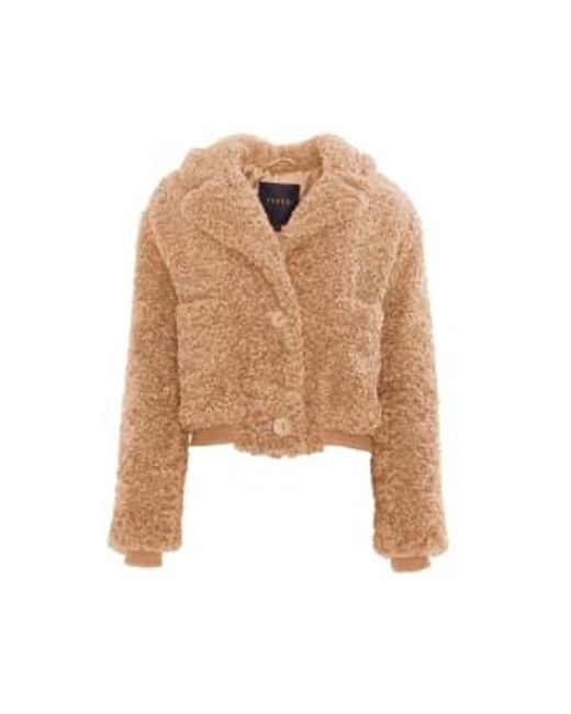 Freed Natural Romeo Cropped Teddy Faux Fur Jacket Camel S