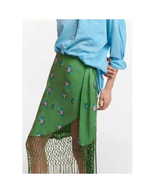 Essentiel Antwerp Green Fioretto Fringe Skirt 34