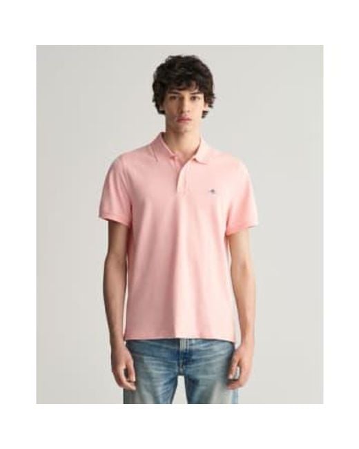 Gant Pink Regular Fit Shield Piqué Polo Shirt for men