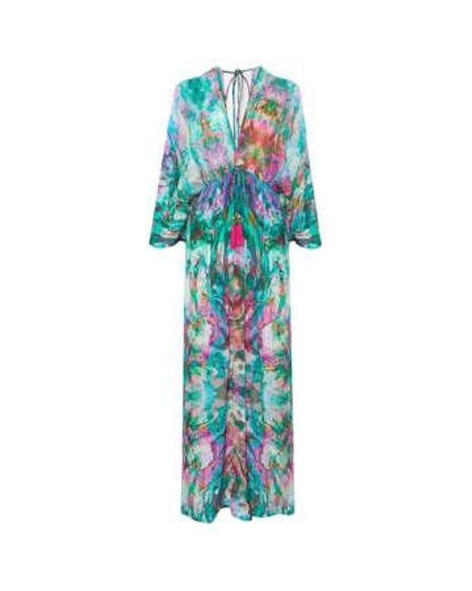 Sophia Alexia Blue Liquid Rainbow Capri Kimono Dress S/m