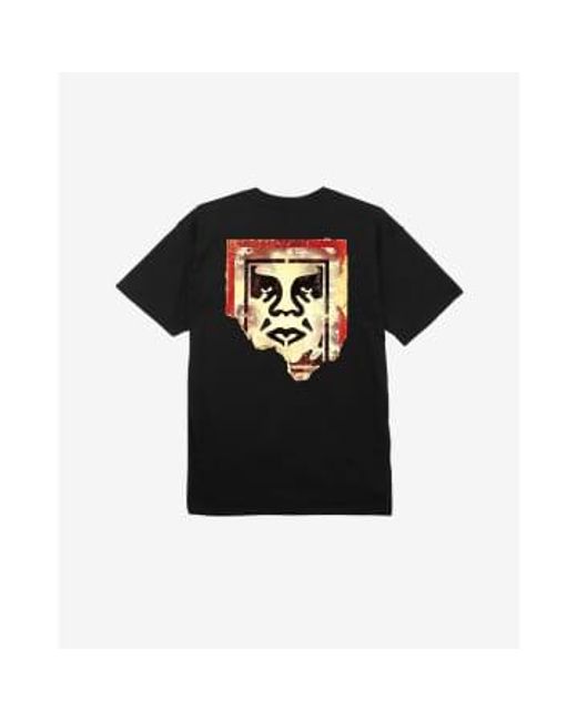 Obey Black Ripped Icon T-shirt Large for men