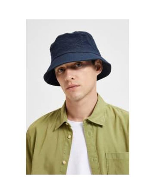 SELECTED Blue Sky Captain Pier Seersucker Bucket Hat for men