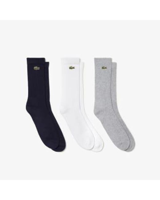Lacoste White Three Pairs Of Sport's Socks High Cut Unisex Cutting 39-42