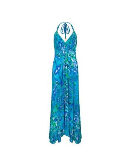 Sophia Alexia Blue Turquoise Glow Silk Ibiza Dress One Size