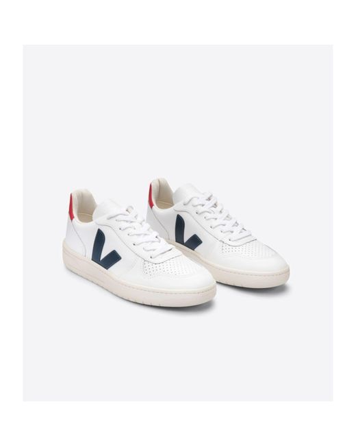 Veja V-10 Leather White Nautico Pekin Shoes | Lyst