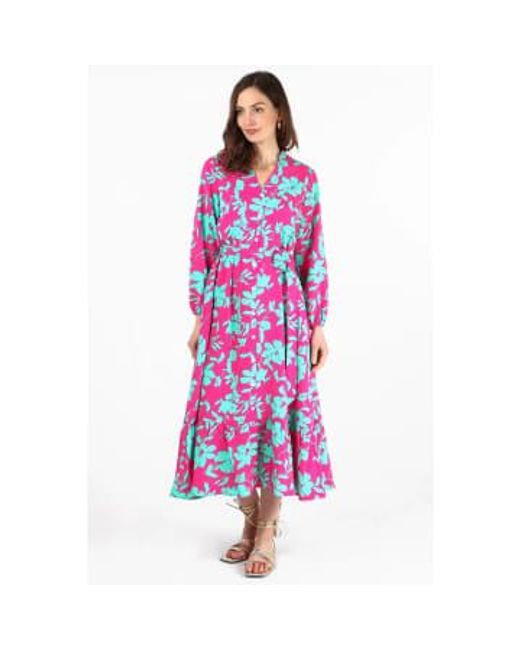 MSH Purple Tropical Floral Print Shirt Dress