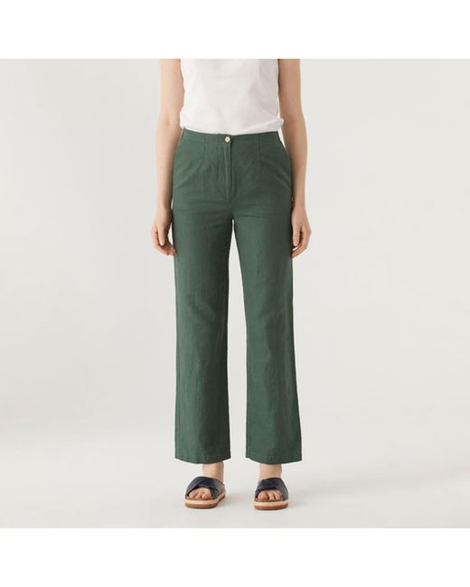 Pantalones algodón lino Nice Things de color Green