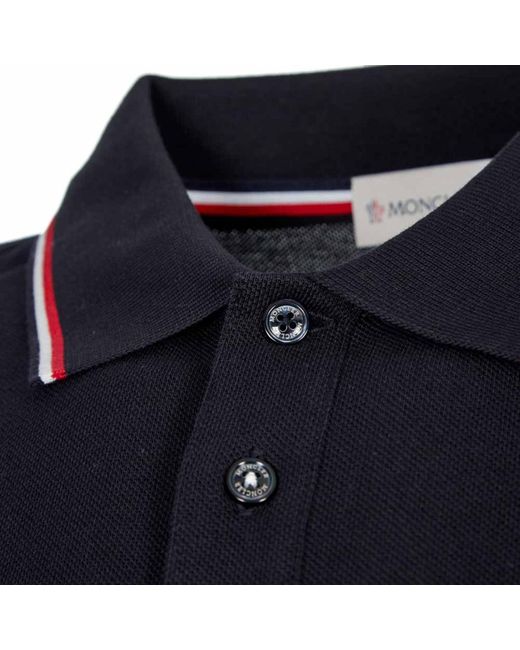 Moncler Navy Long Sleeve Polo Shirt in Blue for Men | Lyst UK