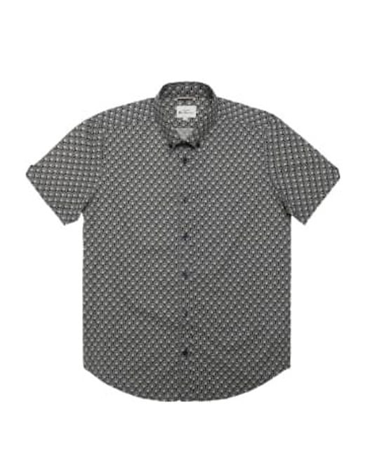 Ben Sherman Gray Block Geo Print Short Sleeve Shirt M for men