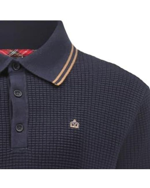 Merc London Blue Edmund Knitted Polo Navy M for men