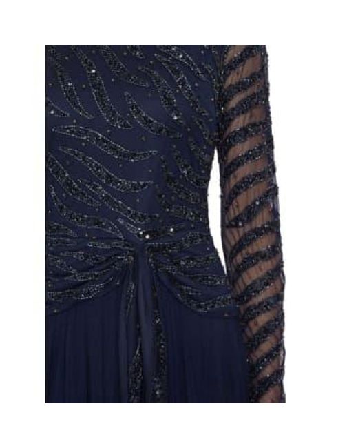 Gina Bacconi Blue Navy Sequin Zevvi Maxi Dress Uk 8