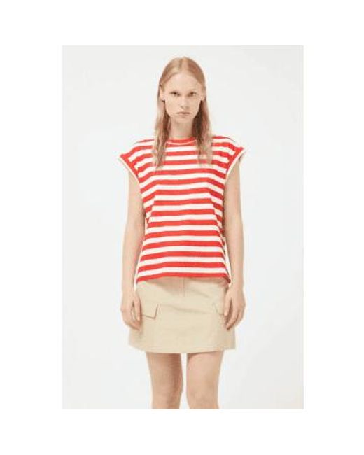 Striped Short Sleeve T Shirt di Compañía Fantástica in Red