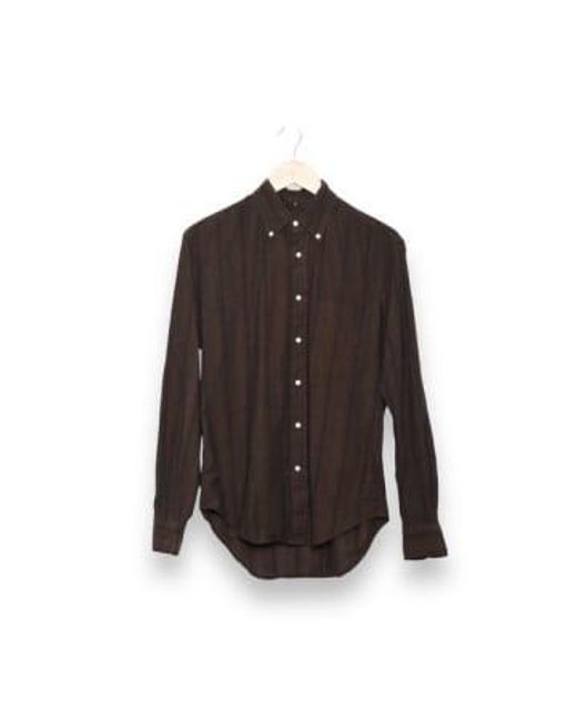 Gitman Brothers Vintage Brown Vintage Cotton/linen Dobby Stripe S for men