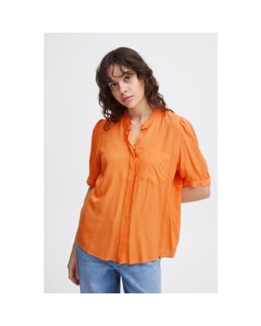 Ichi Orange Main Short Sleeved Shirt- Rose-20118437 34(uk6-8)