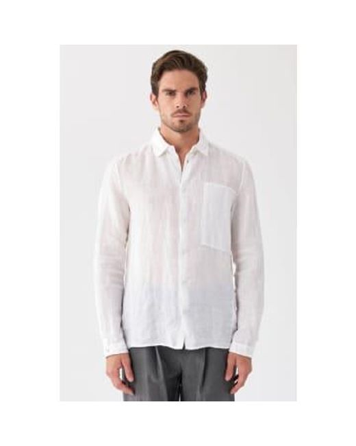 Camisa lino con parche bolsillo blanco Transit de hombre de color White