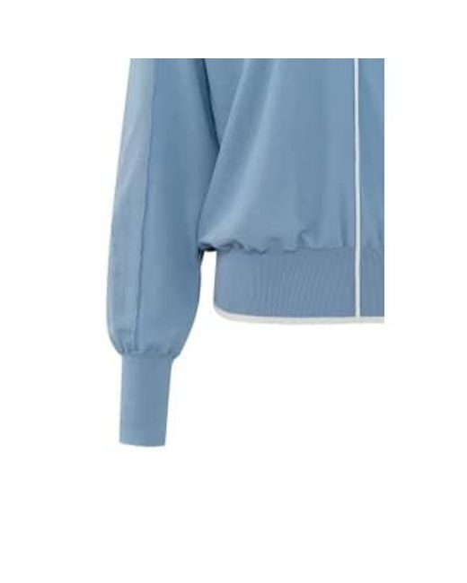 Yaya Blue Batwing Sweater With V Neck And Seam Details