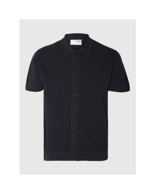 SELECTED Black Struc Cardigan Polo Navy / Small for men