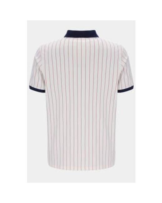 Fila White Bb1 Striped Polo Shirt Gardenia/ Navy/ Red M for men