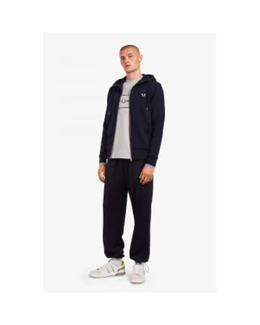 Fred Perry Blue Hooded Zip Through Sweatshirt for men