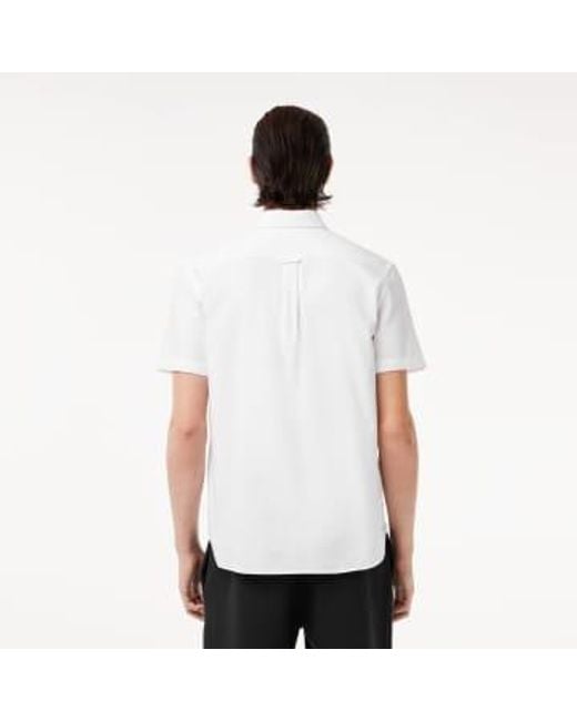 Regular Fit Short Sleeve Oxford Shirt di Lacoste in White da Uomo
