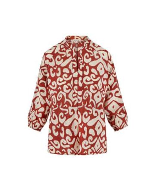 Zusss Red Blouse Ornament Print Cacaobruin/ Small