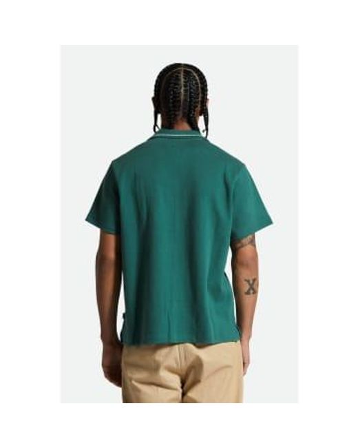 Brixton Green Bunker Jacquard Camp Collar Knitted Shirt L for men