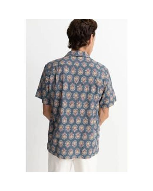Rhythm Blue Linen Shirt Short Sleeves L for men