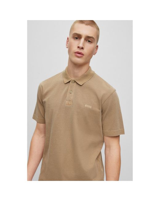 BOSS by HUGO BOSS Beige Pallas Polo Shirt in Natural for Men | Lyst