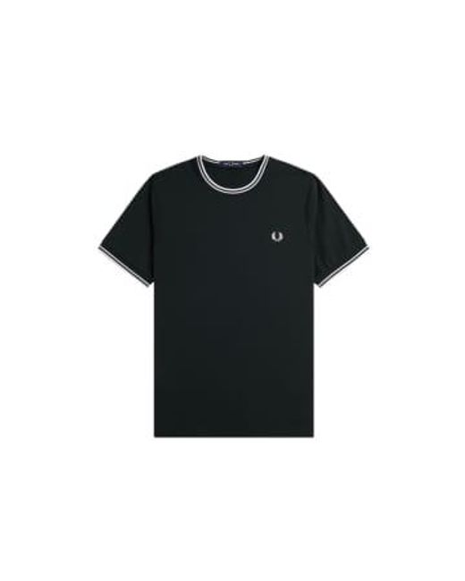 Fred Perry Black Twin Tipped T-shirt Night / Snow White for men