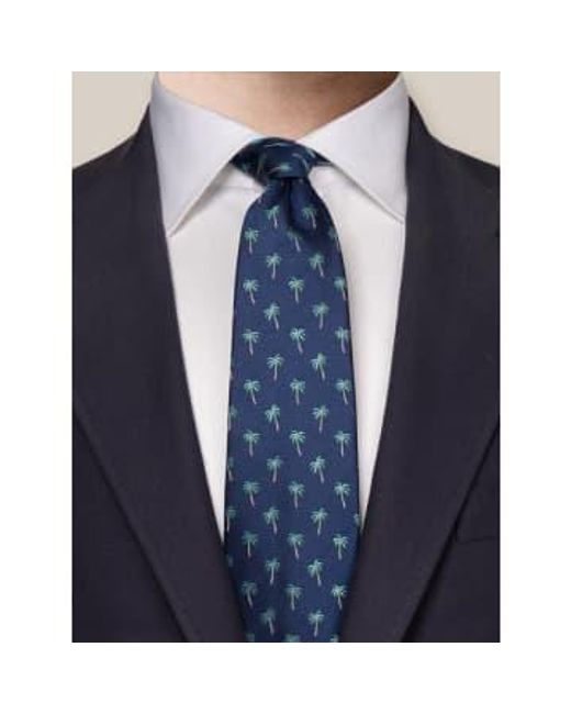 Eton of Sweden Blue Navy Palm Tree Silk Tie 10001082028 One Size for men