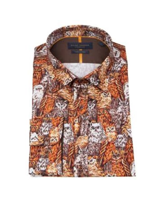 Guide London Owl Print Long Sleeve Shirt / Brown M for men