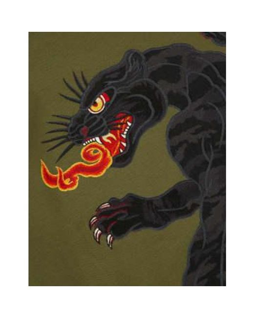 Panther Embroidered Shirt Cotton Sateen Twill 1 di Maharishi in Green da Uomo