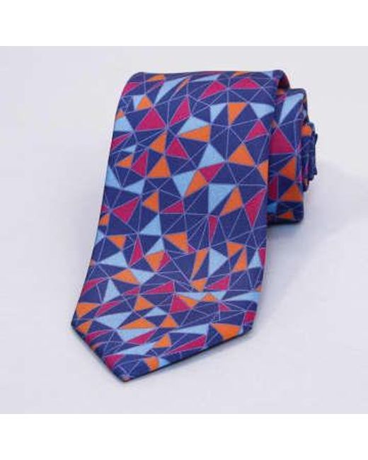 40 Colori Blue Mosaic Printed Tie Light /teal/purple for men