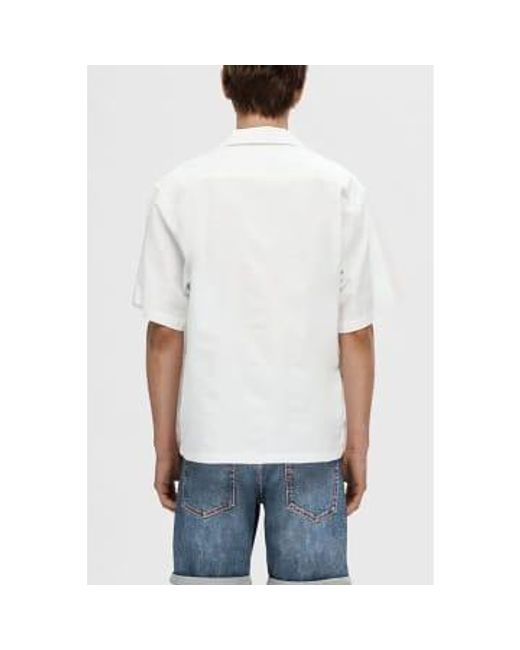 SELECTED White Bright Boxy Kyle Seersucker Shirt / S for men