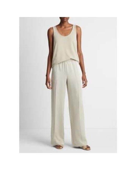 Vince White Shiny Zip Trim Wide Leg Pull On Trousers Sepia S