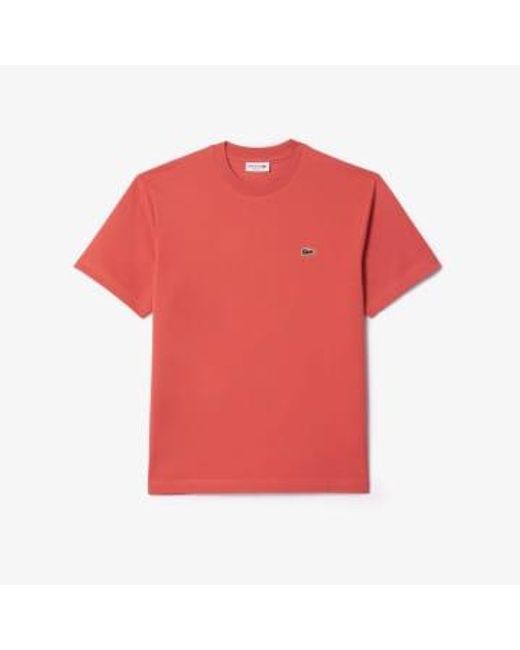 Camiseta De Corte Clásico De Punto De Algodón Lacoste de hombre de color Red