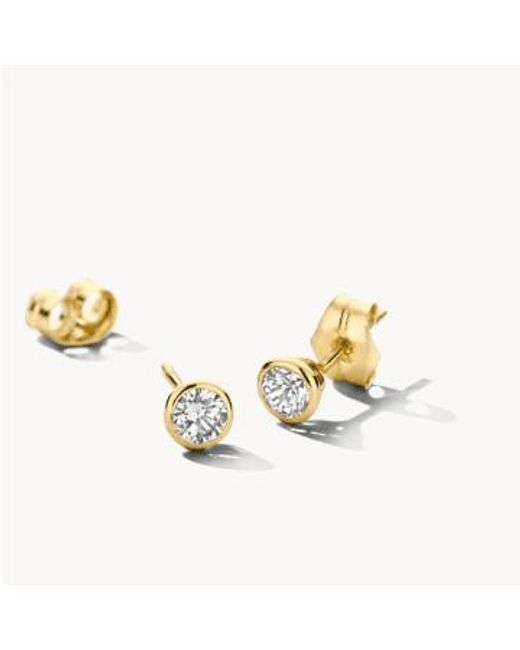 Blush Lingerie Metallic 14k Gold Zirconia Round Stud Earrings