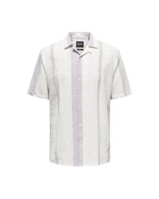 Only & Sons White Caiden Life Linen Shirt Nirvana / Small for men
