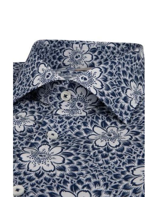 Stenstroms Blue Slimline Floral Shirt for men