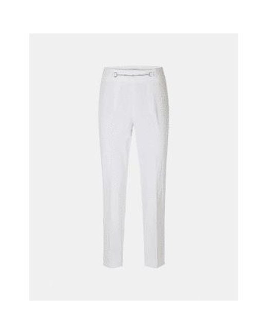 Riani White Slim Fit Horsebit Detail Trousers Col: 100 , Size: 14