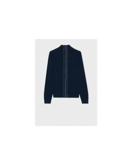 Paul Smith Blue Stripe Detail Zip Through Cardigan Size: Xl, Col: Navy Xxl for men