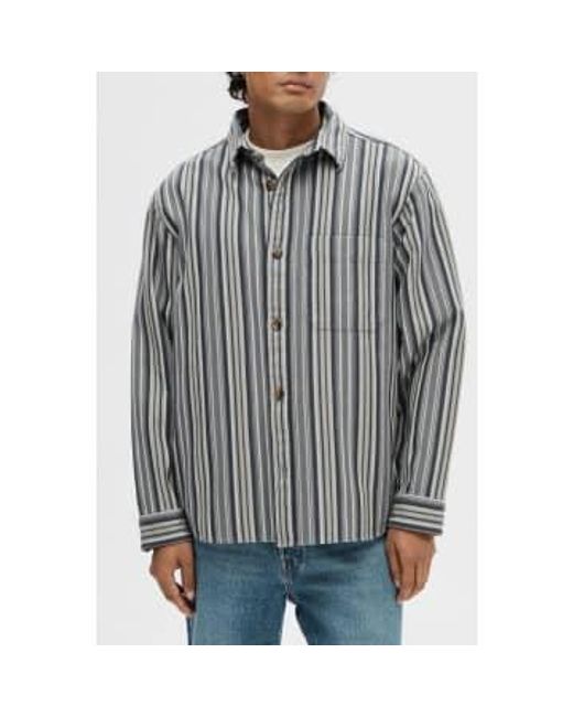 SELECTED Gray Stormy Weather Boxy James Overshirt for men