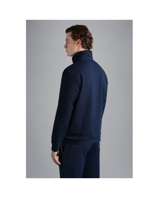 Paul & Shark Blue Super Soft Stretch Zip Sweater With Reflex Logo Medium for men
